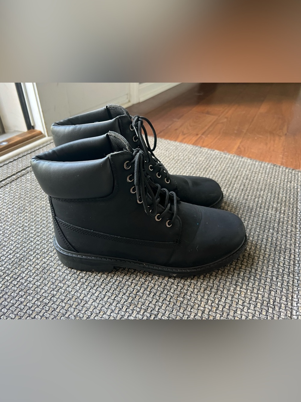 Men's Black Lace-Up Work Boots